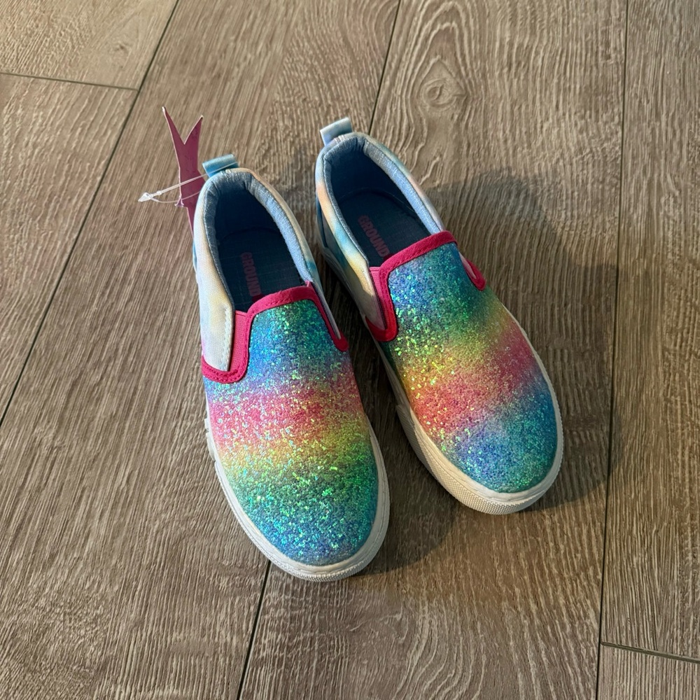 Sequin sparkle ombre slide easy on shoes girls